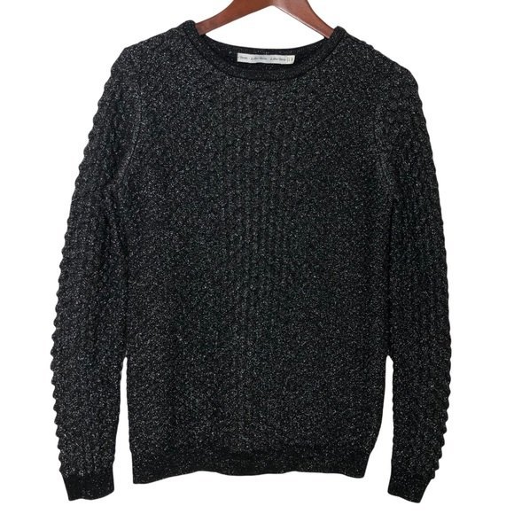 & Other Stories Tops - & OTHER STORIES Wool Metallic Crew Neck Pullover Sweater Black Size Small
